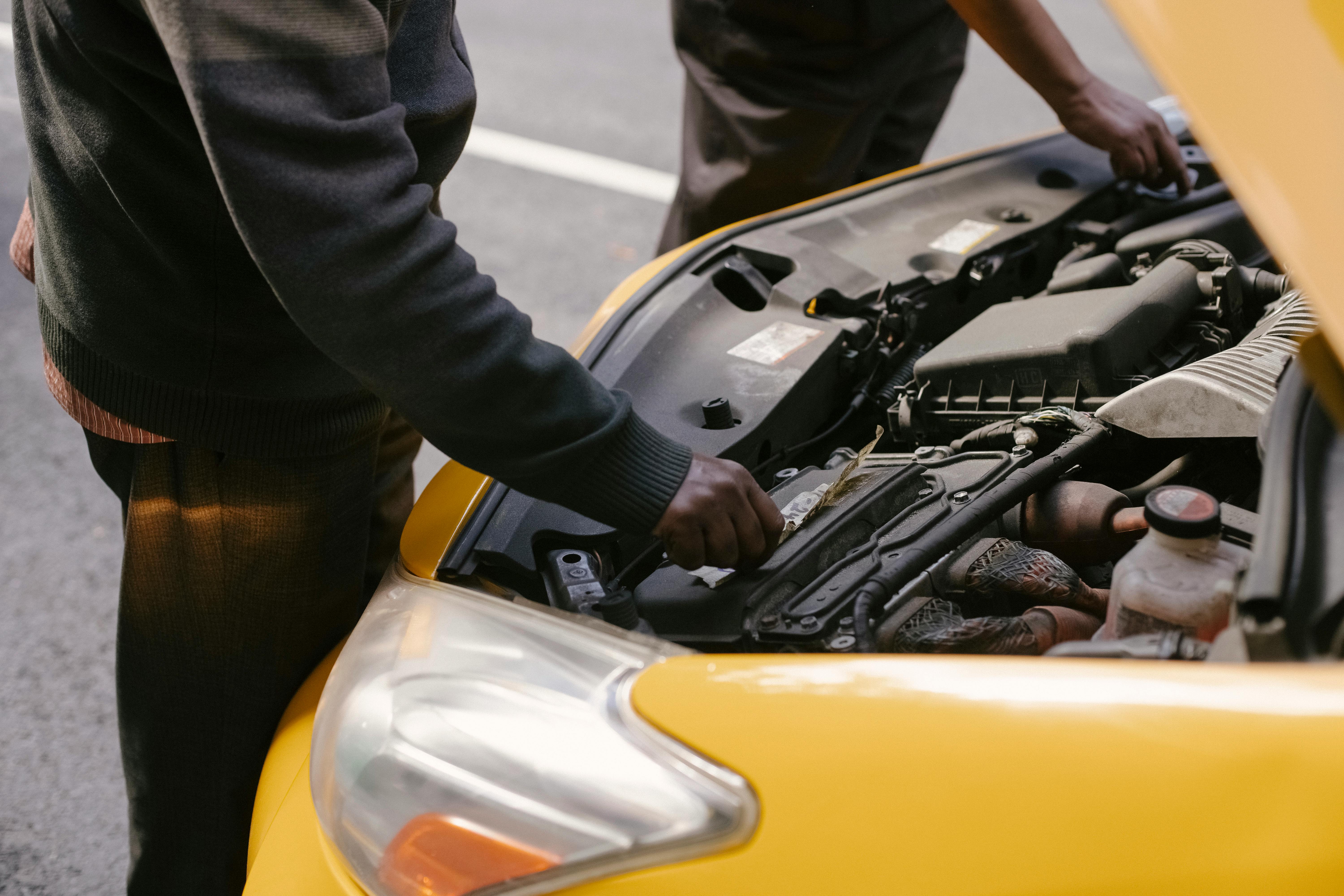 Vehicle undergoing roadworthy safety inspection at JustFix Automotive